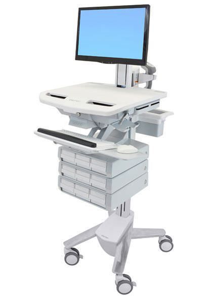 Computer cart with drawer / medicine distribution / height-adjustable / medical StyleView® SV43-1390-0 ergotron