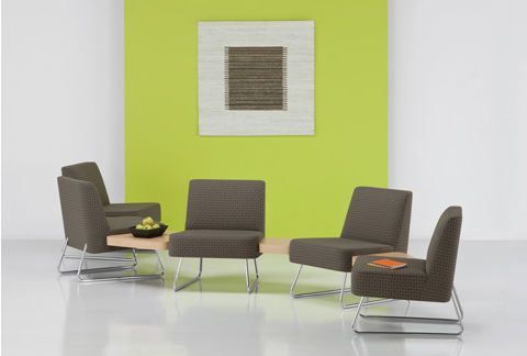 Waiting room chair / beam / with table / 5 seater Visor Modular series Encore