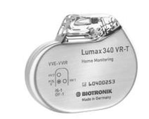 Implantable cardiac stimulator / cardioverter-defibrillator / automatic Lumax 340 VR-T (XL) Biotronik