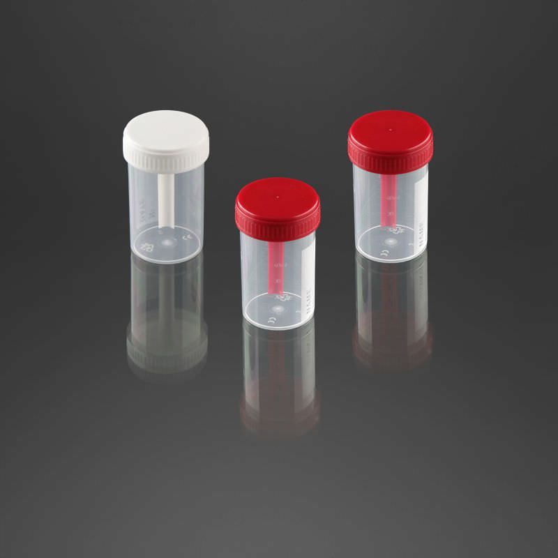 Feces sample container / with screw cap 60 mL | 25163, 25166 F.L. Medical