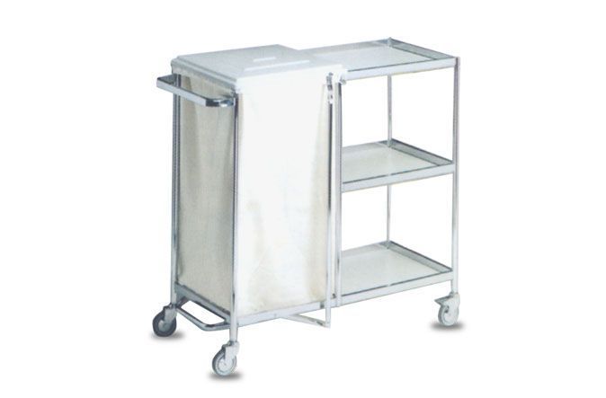 Clean linen trolley / dirty linen / with shelf / 1-bag A.A.MEDICAL