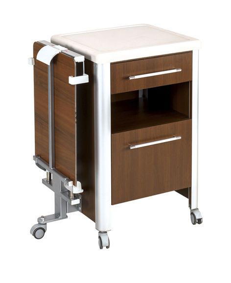 Bedside table / on casters / with integrated over-bed table MAC-309 MUKA METAL