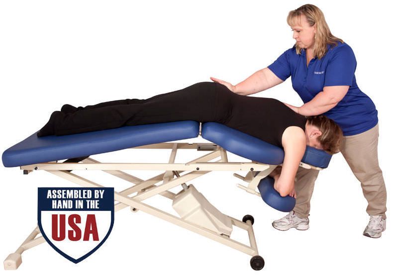 Electrical massage table / height-adjustable / on casters / 2 sections PT400M Oakworks Massage