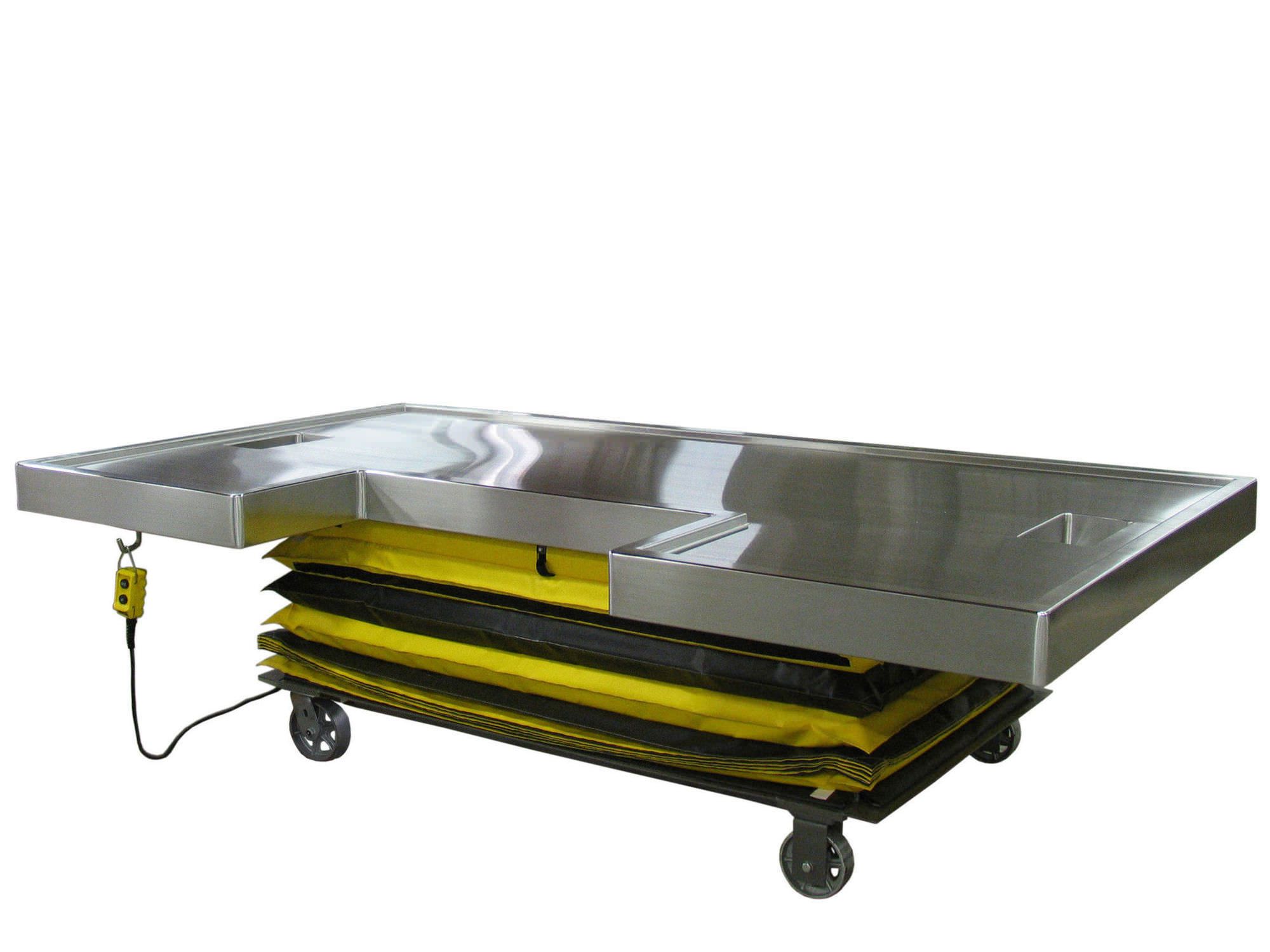 Necropsy table / height-adjustable / on casters / hydraulic 1036-250-M Mortech Manufacturing
