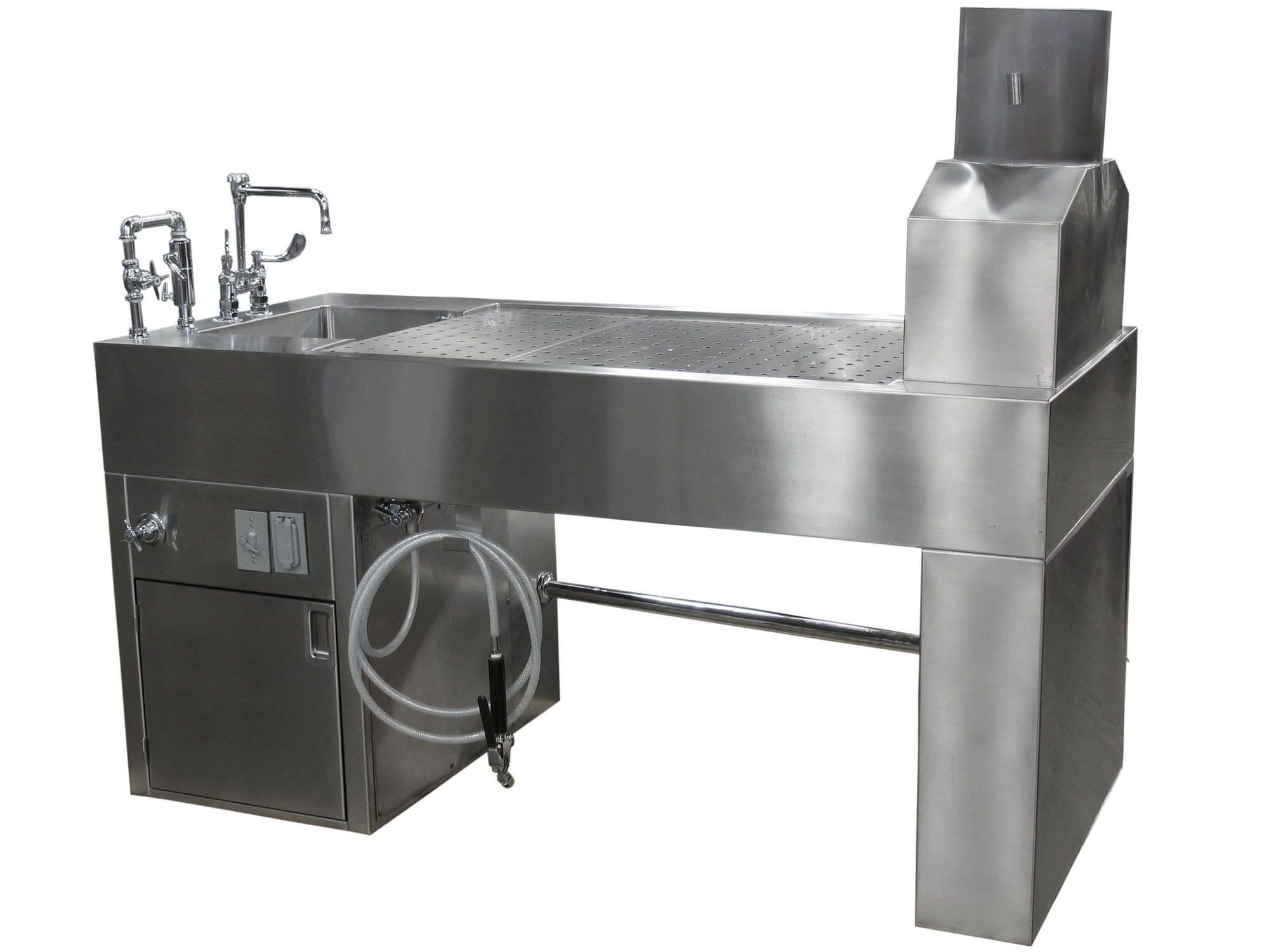 Necropsy table / with sink / ventilated / stainless steel 1036-210 Mortech Manufacturing