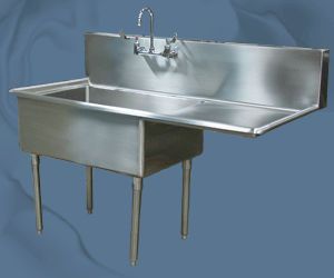 Sink with drainboard / stainless steel Mortech Manufacturing