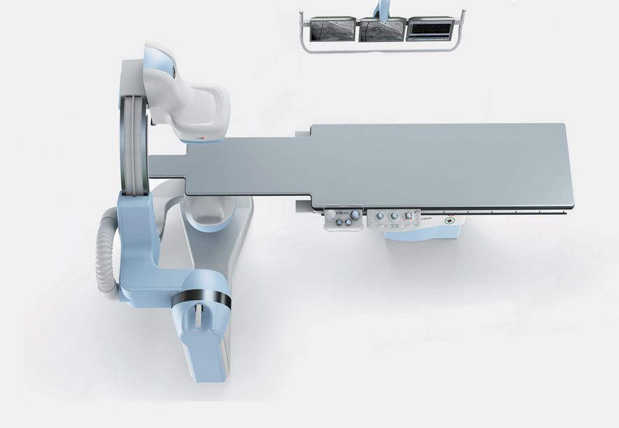 Fluoroscopy system (X-ray radiology) / for cardiovascular fluoroscopy / with floor-mounted C-arm Optima IGS 320 GE Healthcare