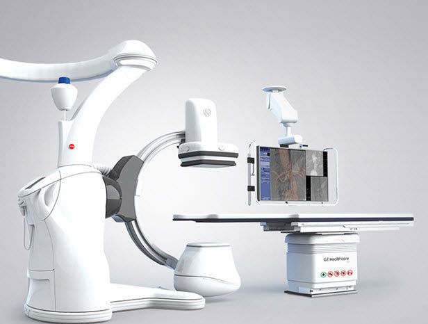 Fluoroscopy system (X-ray radiology) / for cardiac fluoroscopy / with floor-mounted C-arm Discovery IGS 730 GE Healthcare
