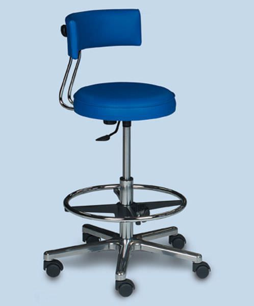 Medical stool / height-adjustable / on casters / with backrest DSMF-2000/RLLG AGA Sanitätsartikel GmbH