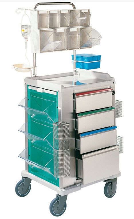 Anesthesia trolley / with side bin / with shelf unit pcma2-v Francehopital