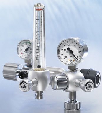 Oxygen flowmeter / variable-area / with pressure regulator 0 - 15 L/mn, 200 bar | 410-0166 Heyer Aerotech