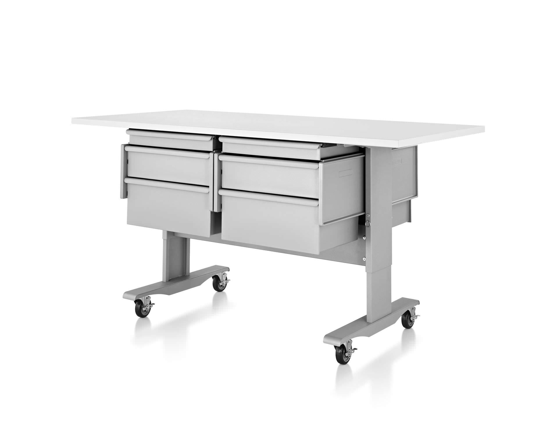 Height-adjustable desk / for healthcare facilities Co/Struc System Herman Miller
