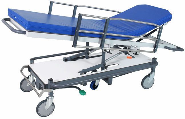 Transport stretcher trolley / height-adjustable / X-ray transparent / hydro-pneumatic 200 kg | H-40 Hidemar