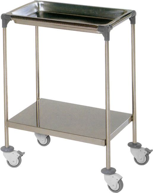 Instrument table / on casters / stainless steel / 2-tray H-19 Hidemar