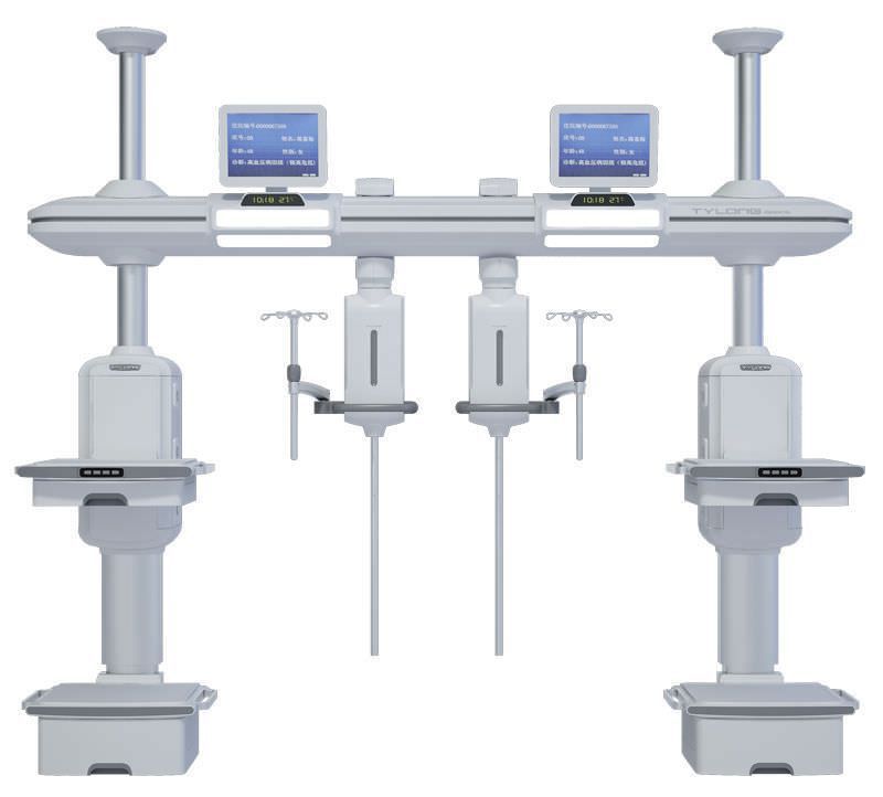 Ceiling-mounted supply beam system / with column / with shelves / ICU YDT-DQ6 Hunan taiyanglong medical