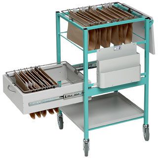 Medical record trolley / with drawer / vertical-access / horizontal-access MR240 Bristol Maid Hospital Metalcraft