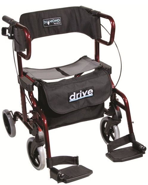4-caster rollator / height-adjustable / with seat / folding max. 135 kg | Diamond Deluxe 745 Drive Medical Europe