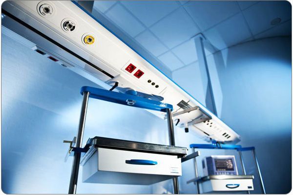 Ceiling-mounted supply beam system MEDINTENSIVE MEDICOP medical equipment