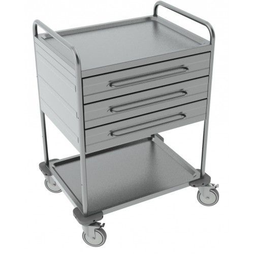 Treatment trolley / with drawer / stainless steel / 2-tray NEREZ2628, NEREZ2628Z Klaro, spol. s r.o.