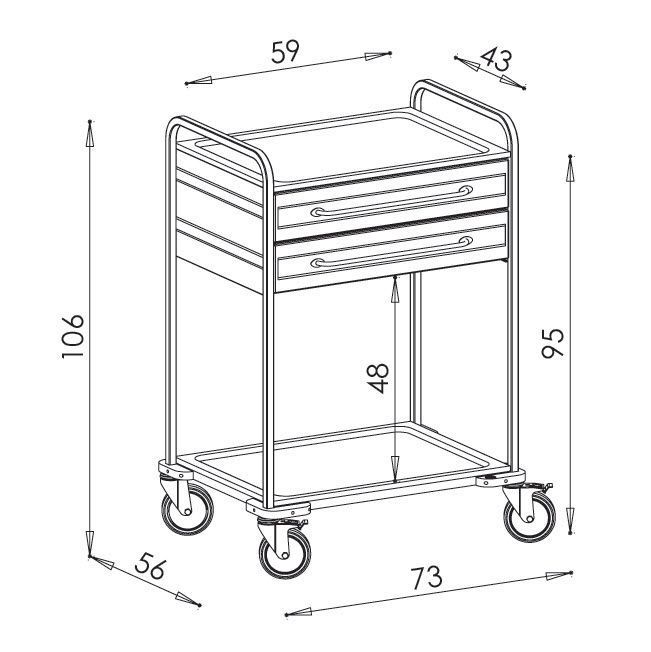 Treatment trolley / with drawer / stainless steel / 2-tray NEREZ2103, NEREZ2103Z Klaro, spol. s r.o.