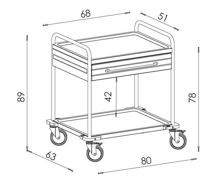 Treatment trolley / with drawer / stainless steel / 2-tray NEREZ2621, NEREZ2621Z Klaro, spol. s r.o.