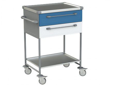 Treatment cart / with drawer / stainless steel / 2-tray ZV1192 Klaro, spol. s r.o.