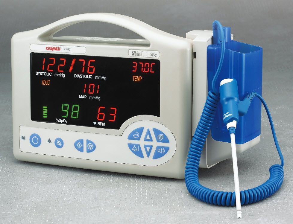 SpO2 vital signs monitor / temperature / portable 740 series CAS Medical Systems
