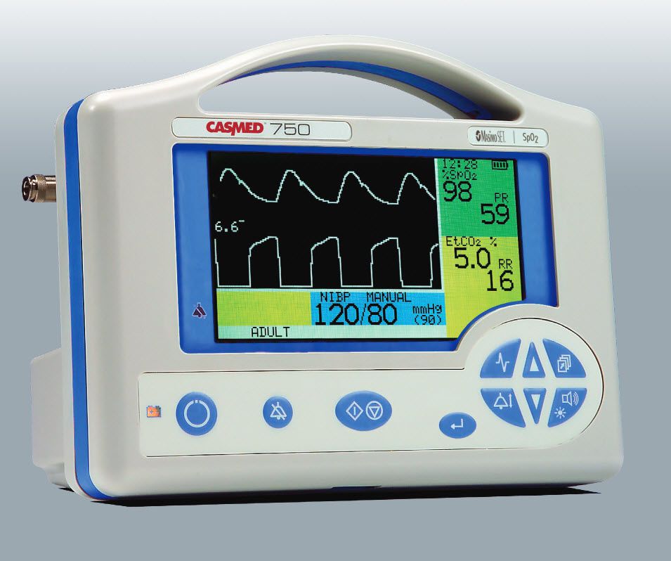 NIBP multi-parameter monitor / ECG / etCO2 / SpO2 750 series CAS Medical Systems