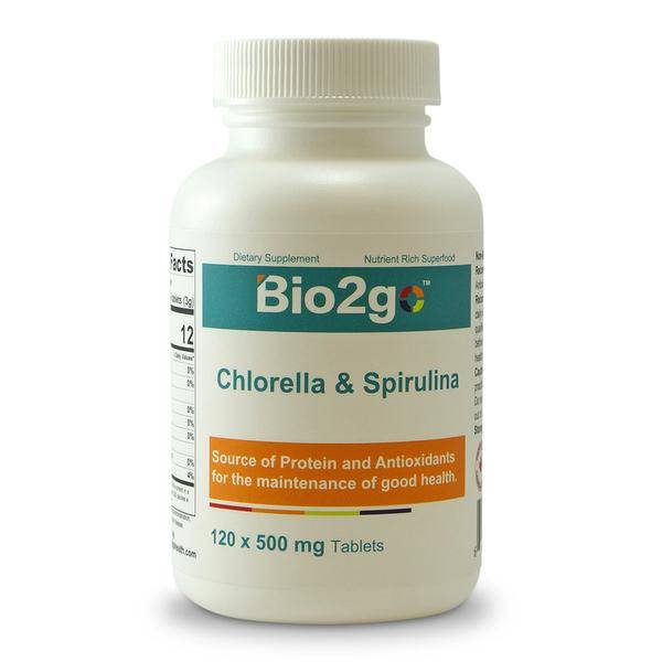 Bio2go™ Chlorella and Spirulina Tablet (120 Tablets) | Bio2go Health